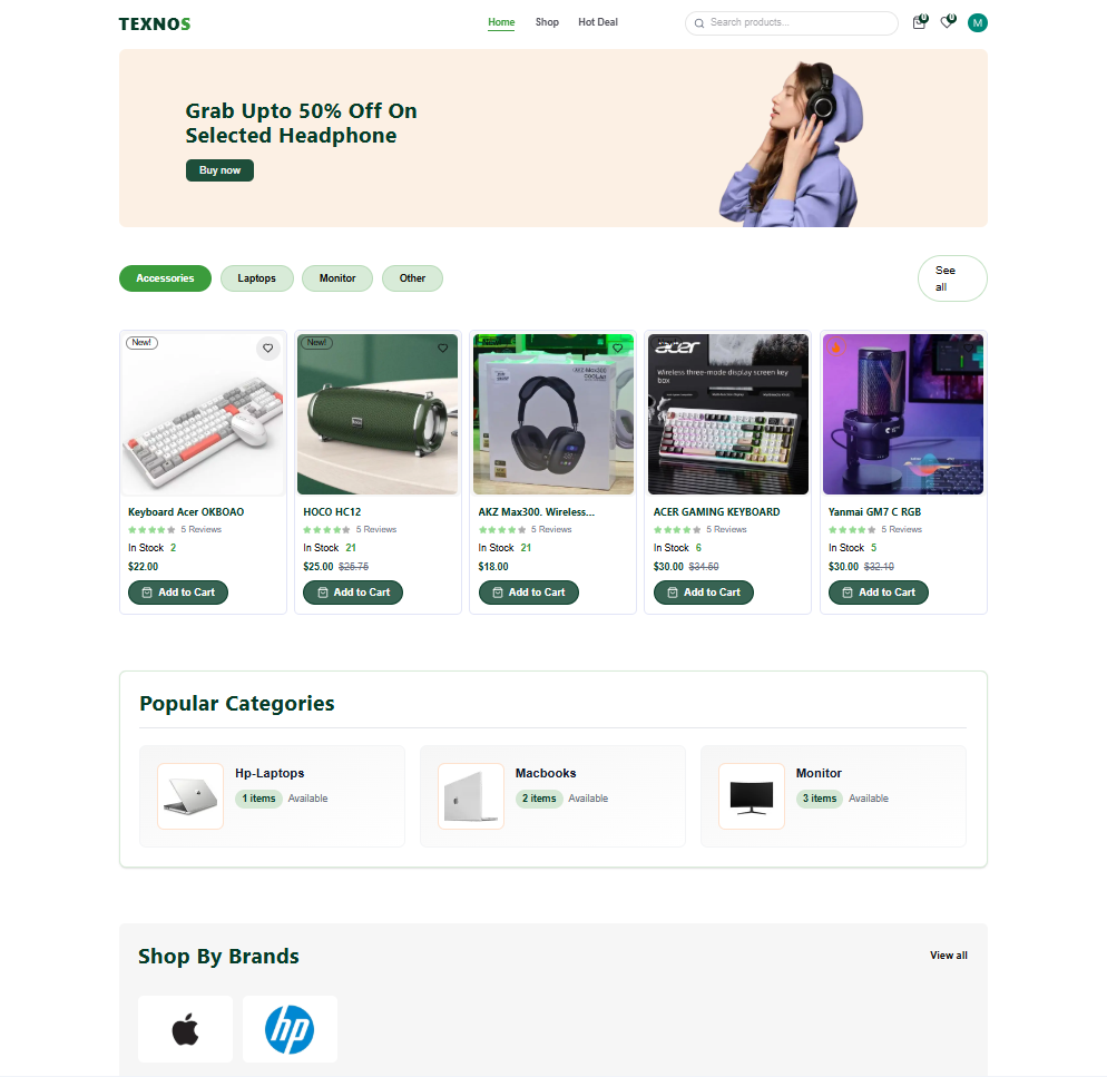 Full E-commerce Website - Texnos project screenshot